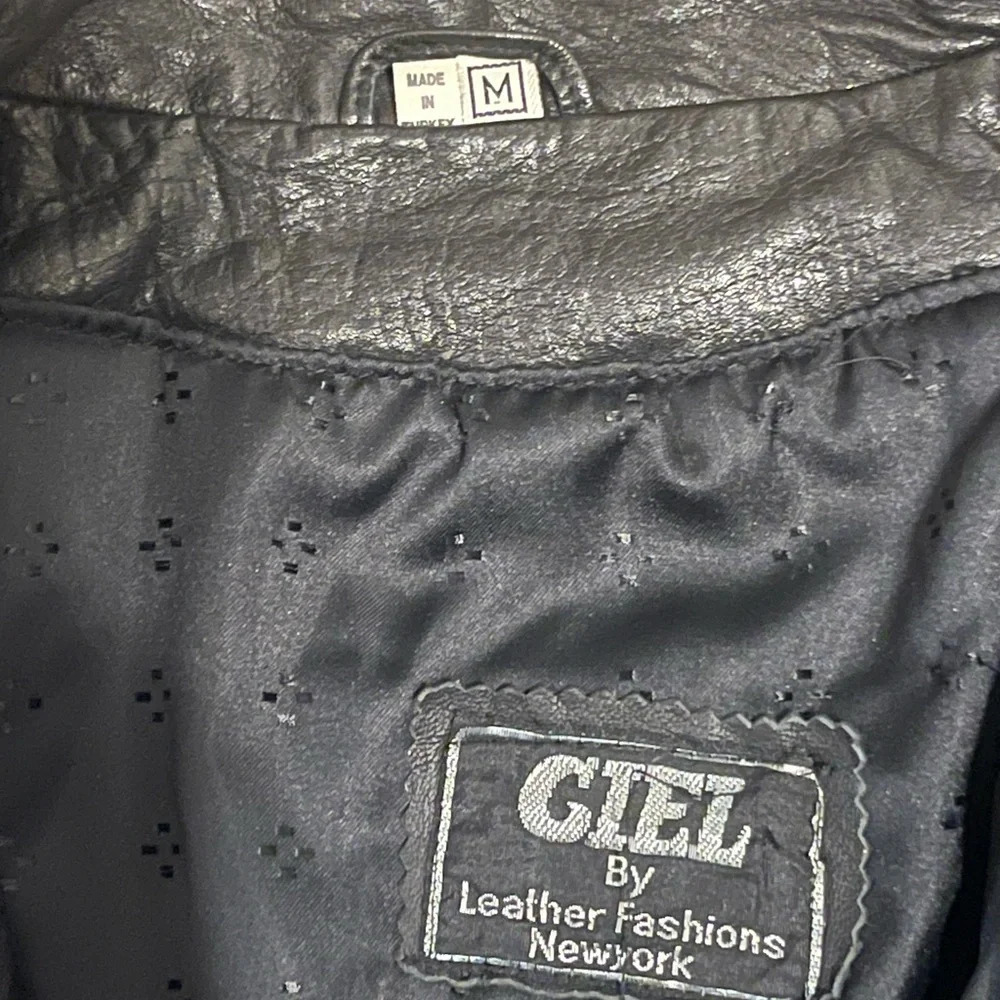 VTG Natural leather long jacket/ coat size M BLACK Turkey - Picture 4 of 11